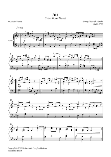 Air (Handel) from Water Music - Easy piano
