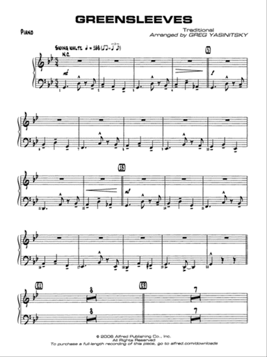 Greensleeves: Piano Accompaniment