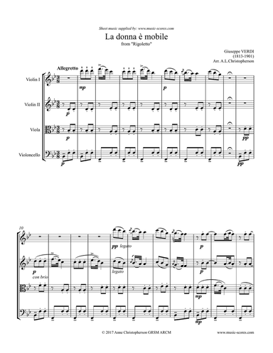 La Donna e Mobile - String Quartet