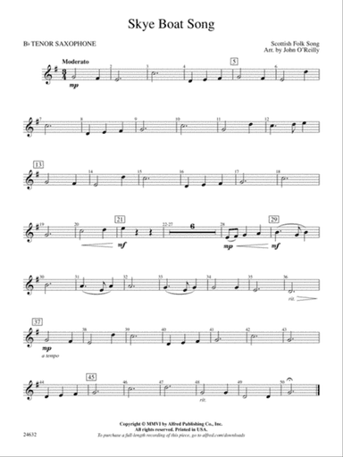 Skye Boat Song: B-flat Tenor Saxophone