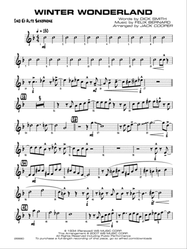 Winter Wonderland: 2nd E-flat Alto Saxophone
