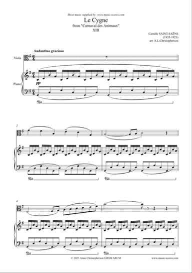The Swan, or Le Cygne - Viola and Piano