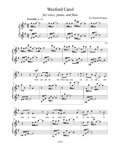 Wexford Carol, arr. Brenda Portman (voice/flute/piano)