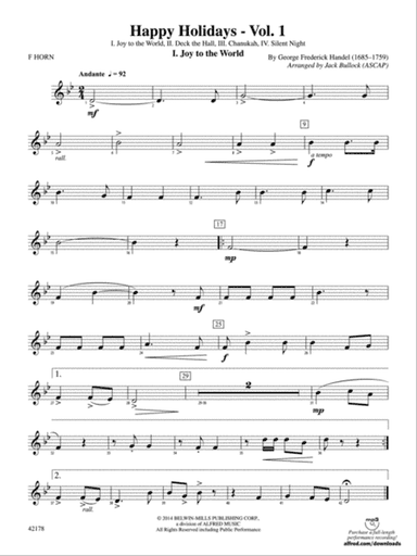 Happy Holidays---Vol. 1: 1st F Horn