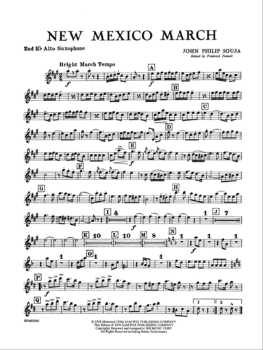 New Mexico March: 2nd E-flat Alto Saxophone