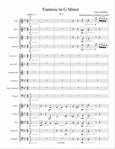 Franz Schubert - Fantasy in G-Minor, D. 9, Orchestrated by Arkady Leytush Full orchestra