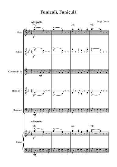 Funiculì, Funiculà - Woodwind Quintet & Piano