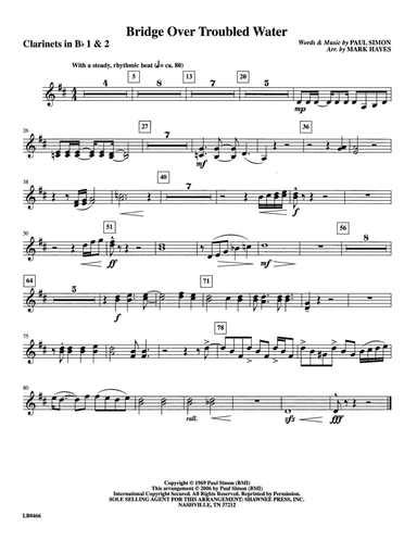 Bridge Over Troubled Water (arr. Mark Hayes) - 1st & 2nd Bb Clarinet
