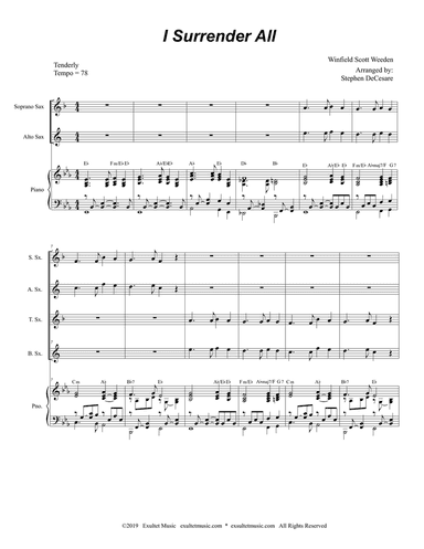 I Surrender All (Saxophone Quartet and Piano)