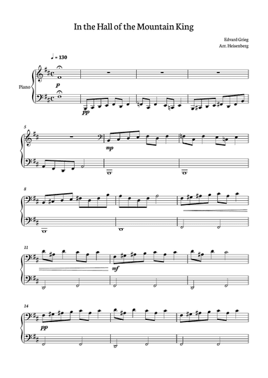 In The Hall of the Mountain King for piano solo