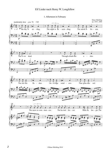 Elf Lieder nach Henry W. Longfellow (hoch) / Eleven Songs after Henry W. Longfellow (high)