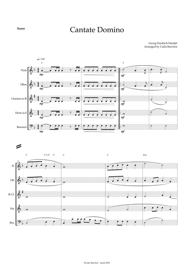 Cantate Domino - Handel (Woodwind Quintet) chords