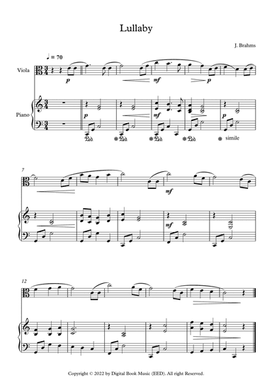 Lullaby - Johannes Brahms (Viola + Piano)