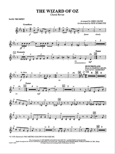 The Wizard of Oz -- Choral Revue: 3rd B-flat Trumpet