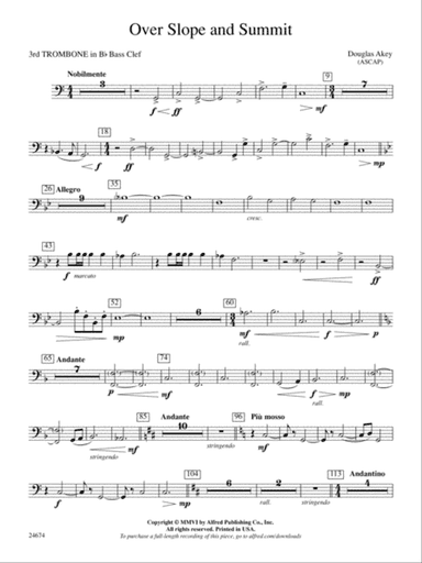 Over Slope and Summit: (wp) 3rd B-flat Trombone B.C.