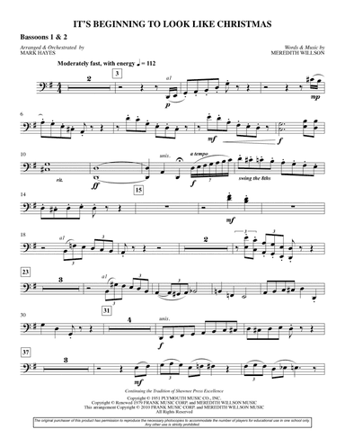 It's Beginning To Look Like Christmas (arr. Mark Hayes) - Bassoon 1,2