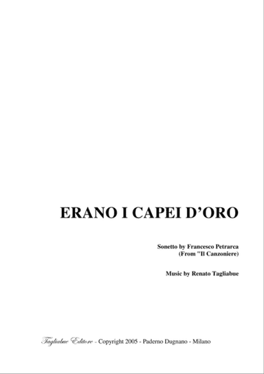 ERANO I CAPEI D'ORO - Sonetto by Francesco Petrarca - For SATB Choir