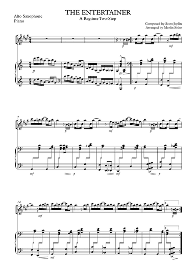 The Entertainer - Scott Joplin - Alto saxophone and piano