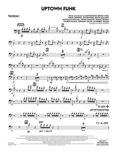 Uptown Funk (feat. Bruno Mars) (arr. Paul Murtha) - Trombone 1