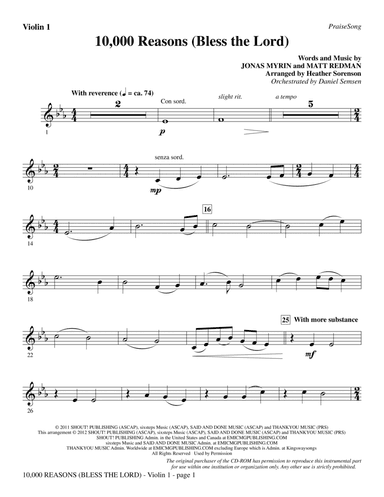 10,000 Reasons (Bless The Lord) - Violin 1