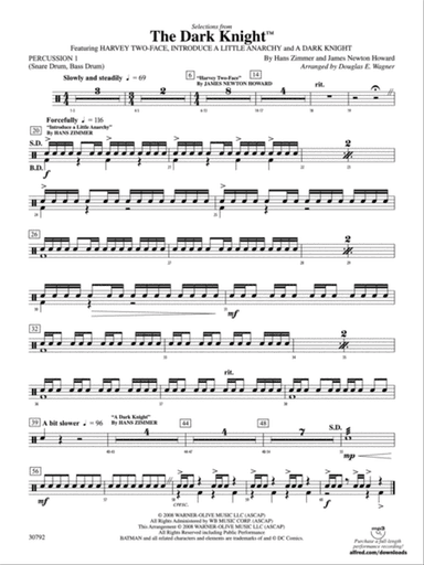 The Dark Knight, Selections from: 1st Percussion