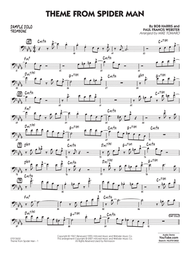 Theme from Spider Man (arr. Mike Tomaro) - Trombone Sample Solo