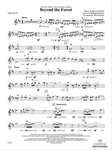 Beyond the Forest (from The Hobbit: The Desolation of Smaug): 2nd Violin