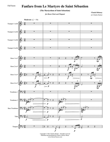 Fanfare from Le Martyre de Saint Sébastien for Brass Choir and Timpani