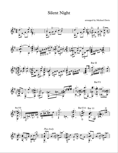 Silent Night for solo Guitar