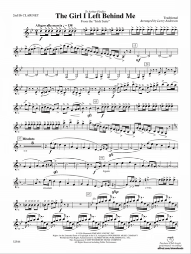The Girl I Left Behind Me (from the Irish Suite): 2nd B-flat Clarinet