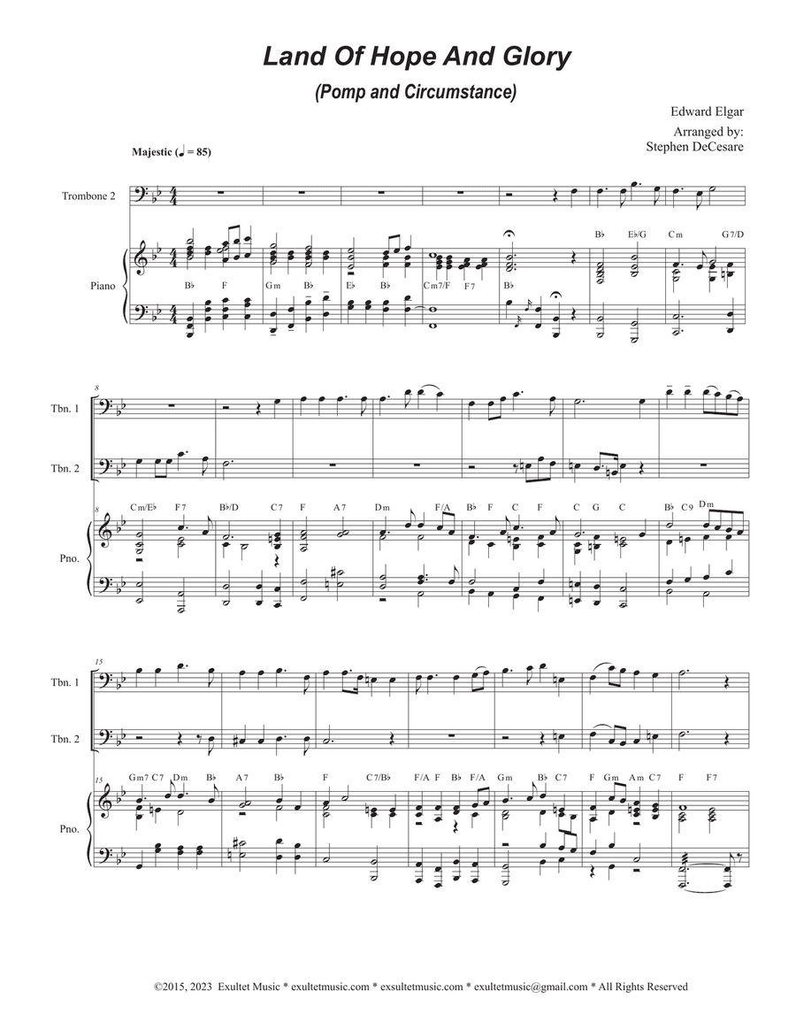 Land Of Hope And Glory (Pomp and Circumstance) (Trombone Duet)
