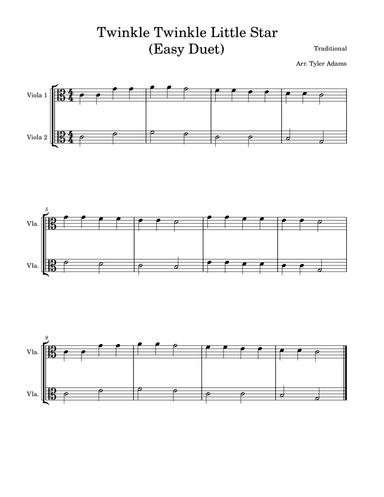 Twinkle Twinkle Little Star (Easy Viola Duet)