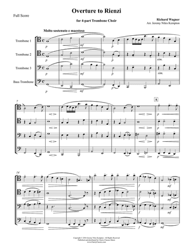 Overture to Rienzi for 4-part Trombone Choir