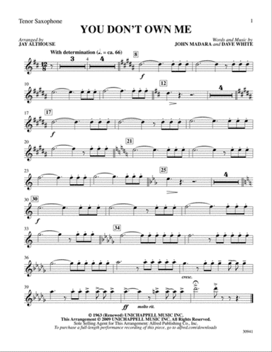 You Don't Own Me: B-flat Tenor Saxophone