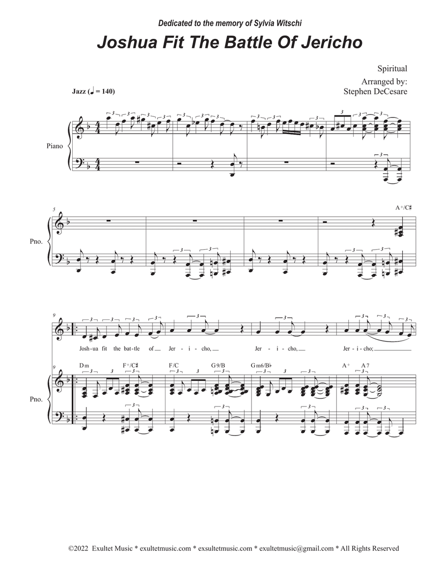 Joshua Fit The Battle Of Jericho (Vocal solo - High Key)