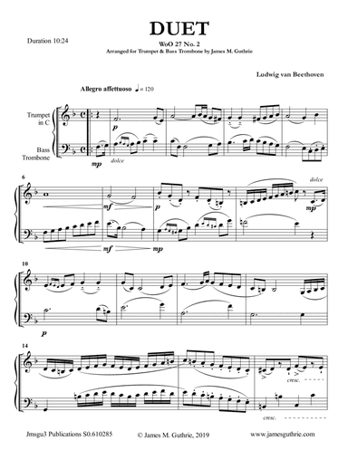 Beethoven: Duet WoO 27 No. 2 for Trumpet & Bass Trombone