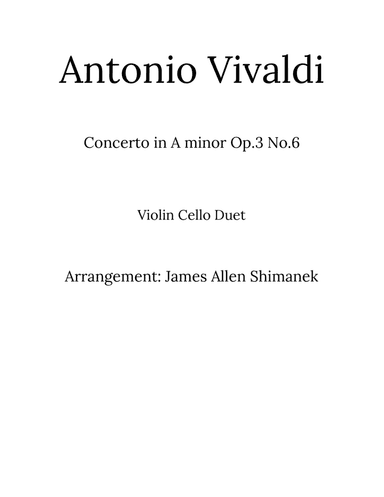 Violin Concerto A Minor Op. 3 No 6