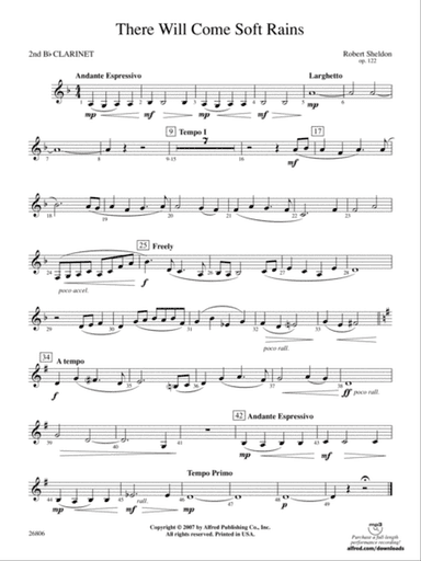 There Will Come Soft Rains: 2nd B-flat Clarinet