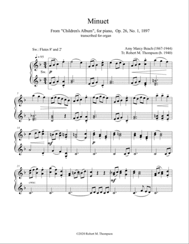Amy Beach whimsical piece for Organ Manuals Alone transcribed from "Children's Album", Op. 36, No. 1
