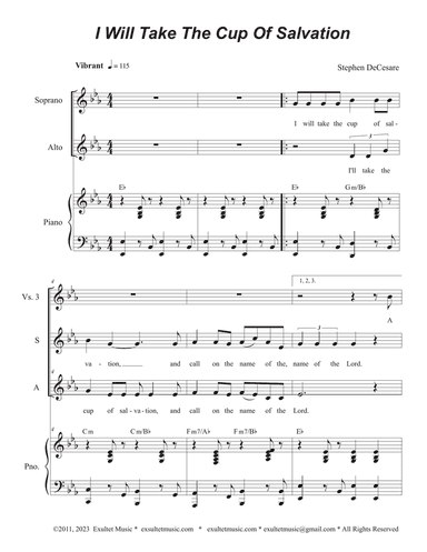 I Will Take The Cup Of Salvation (2-part choir - (SA)