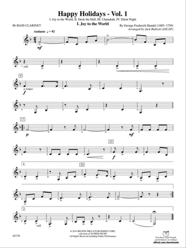 Happy Holidays---Vol. 1: B-flat Bass Clarinet