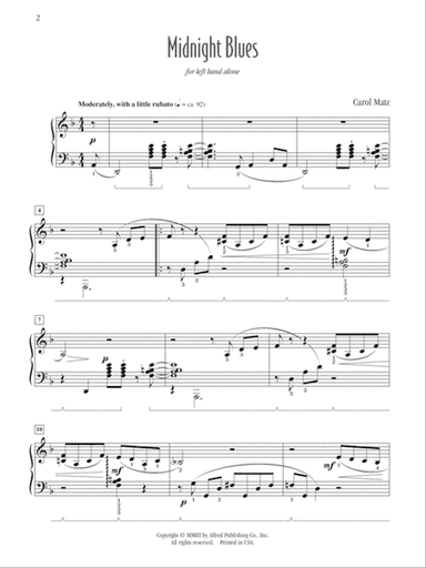 Midnight Blues (for left hand alone) - Piano Solo