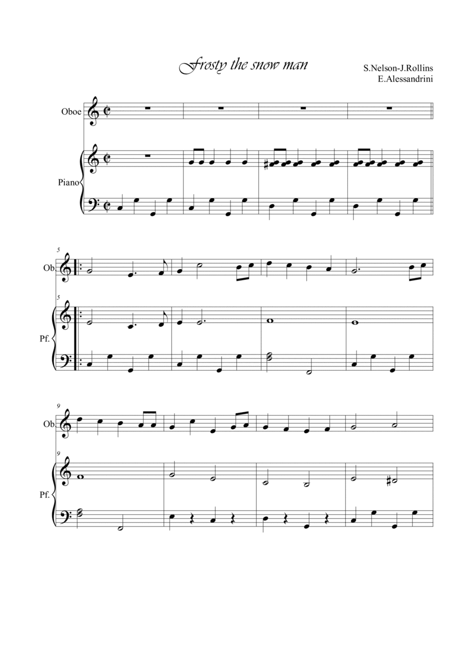 Frosty the snow man. Oboe and piano duo