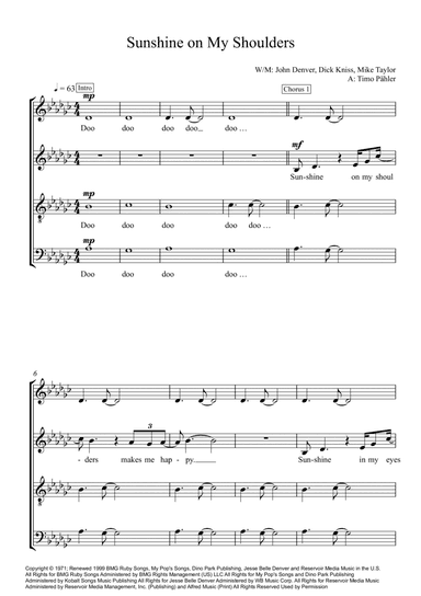 Sunshine On My Shoulders