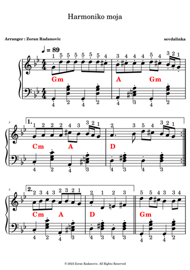 Harmoniko moja - for accordion beginner