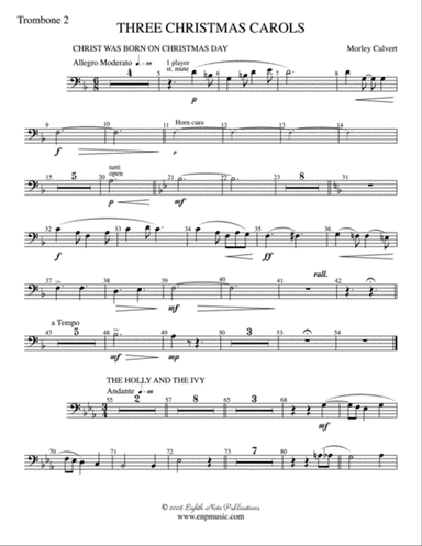 Three Christmas Carols: 2nd Trombone