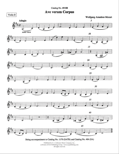 Ave verum Corpus (Downloadable Violin II Part)