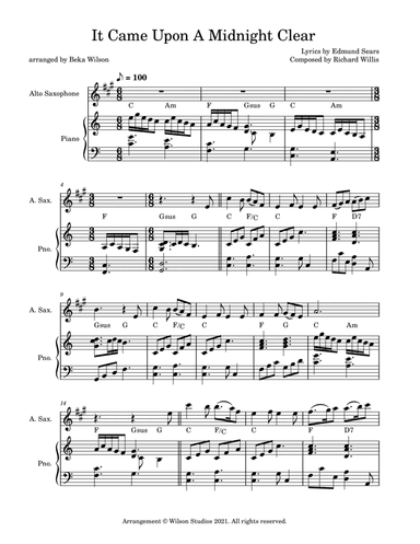 It Came Upon a Midnight Clear--alto sax solo
