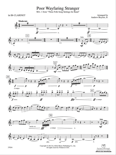 Poor Wayfaring Stranger: 1st B-flat Clarinet