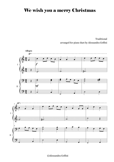 We Wish You a Merry Christmas - Christmas easy piano duet